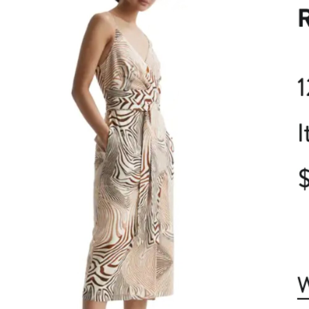 Reiss Rosie Linen & Cotton Faux Wrap Dress